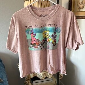 SpongeBob Squarepants Pink 'Ride or Die Friends' Graphic Tee Crop Top